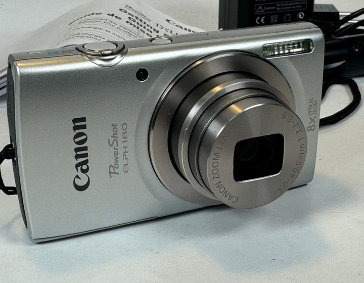 Canon PowerShot ELPH 180 20MP Digital Camera Silver Mint EUC